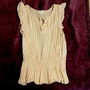 Stripped blouse, tan and cream in color. Size medium